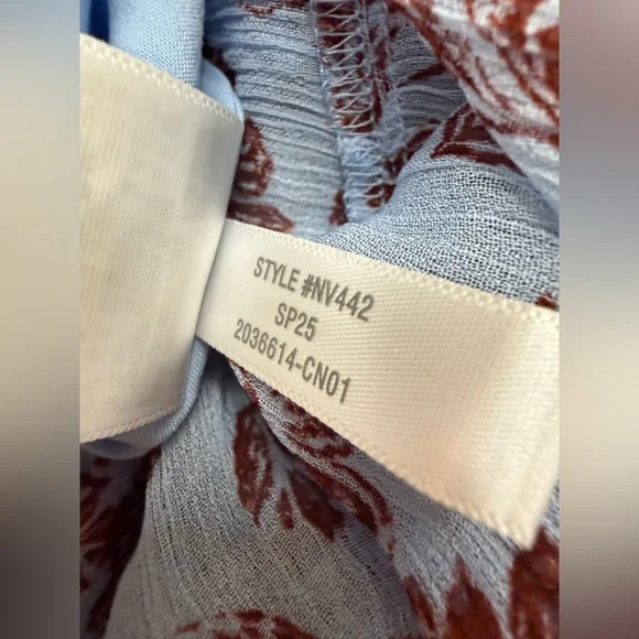 Madewell Blue Brown Floral Puff Sleeve Cute Flowy Swing Mini Dress Size 8 - Picture 8 of 12